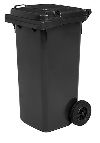 gardivo Mülltonne 120 Liter Abfalltonne Reststofftonne Mülleimer mit 2 geräuschlosen Rädern, Klappdeckel mit zwei Griffen, großer Abfalltonne, stabiler Kunststoff-Mülleimer, Universal Graphit