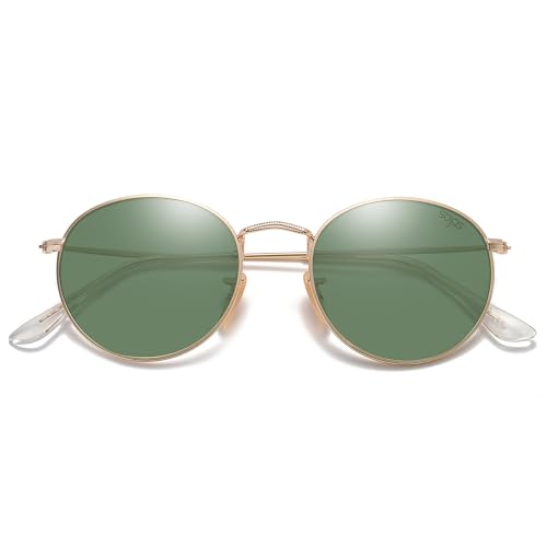 Image of SOJOS Small Round Polarized Sunglasses for Women Men Classic Vintage Shades | Lightweight Stainless Steel Frame UV400 Sun Protection Adjustable Nose Pads SJ1014