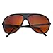 Sunglass Stop - 80's Retro Round XL Blue Blocking Aviator Bomber Sunglasses (Matte Black, Amber (Blue Blocking))