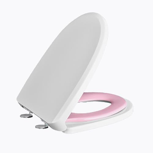 Wttfc Asiento Inodoro Familiar,Tapa Wc Universal Con Cierre Suave,Tapa Inodoro Con Asiento MagnéTico Para NiñOs, Pp, Blanco Tapa Vater, InstalacióN Y LiberacióN RáPida,Rosado,U type