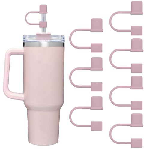 GGDECA 7Pcs Straw Cover Cap for Stanley Cup,Simple 10mm(0.4inch) Silicone Straw Toppers for Stanley 40&30oz Tumbler Accessories-Pink/2