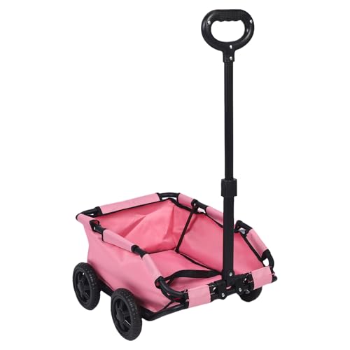 WAHEWUD Carro para Perros, 4 Ruedas Cochecito para Mascotas Diseño En Forma De V Diseño Ligero Plegable De Tres Pasos Fácil Almacenamiento, Carro para Mascotas para Llevar (Rosada)