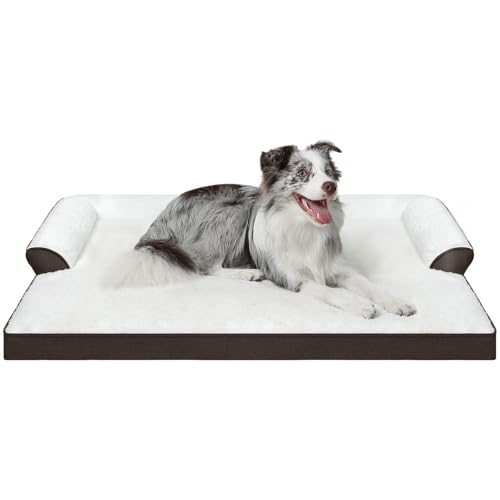 COMSLE Cama Ortopedica para Perros Grandes, Cama Perro Impermeable Viscoelastica, Colchon Perro Desenfundable y Lavable Sofá Perro, Marrón 71 x 58 x 15.6 cm