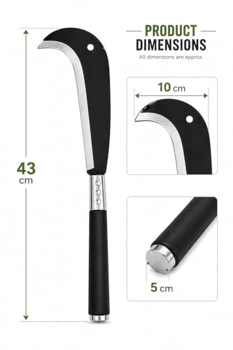 Image of ARUSPRAY Multipurpose Kitchen Knife | Billhook Knife, Kerala Koduval for Coconut Cutting, Handmade Nariyal Cutter, High Tempered Iron Steel Blade