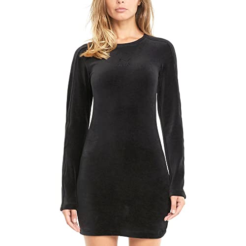 Puma Women's Iconic T7 Velour Fitted Dress, Cotton Black, Small #TOP8