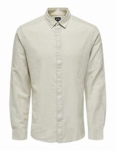 Only & Sons Men's Caiden Long Sleeve Linen Shirt,