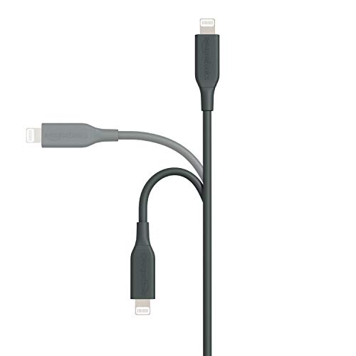 Image of Amazon Basics USB-C to Lightning Cable Cord, MFi Certified Charger for Apple iPhone 11 /12, iPad,Midnight Green, 6-Ft
