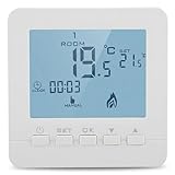 Termostato Programable Digital VRF con Pantalla LCD, 5A, Color Blanco, Control Inteligente de Temperatura con Modo Vacaciones, Seguro para Calefacción y Caldera de Gasoil