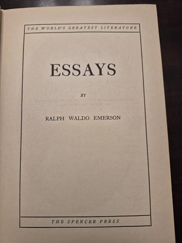 Emerson's Essays (The World's Greatest Literatu... B0055PPZ8C Book Cover