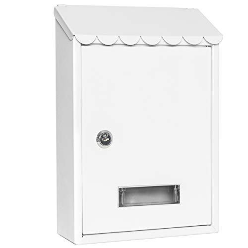 Image of Mailboxes Wall Mount with Key Lock - Jssmst Small Mail Boxes Horizontal, 12.2 x 8.3 x 3.05 Inch, White New
