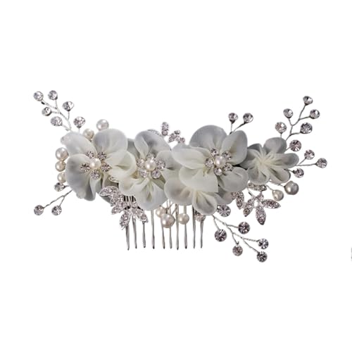 Peignes à cheveux de mariage anti-glisse : perles violets et strass argentés