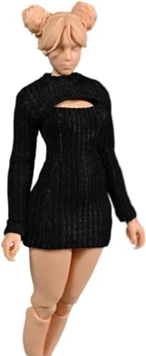 1/12 Scale Female Clothes,Figure Clothes Stretch Tight Open Chest Sweater Bottoming Shirt Outfit Costume for 6" Female Soldier Action Figure Body Dolls Toys (Black) image 3