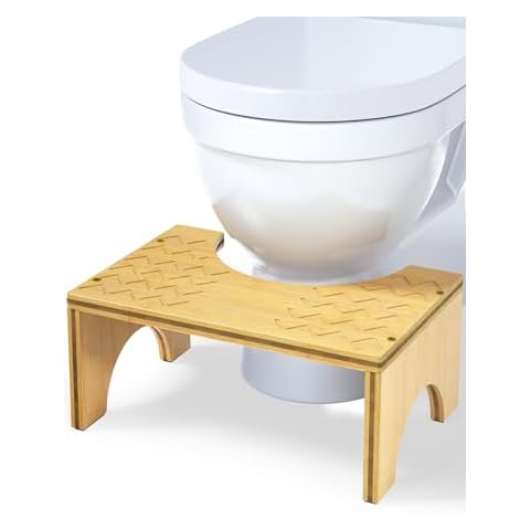 Toilet Stool, Easoger Poop Stool Adult, 7" Wood Potty Stool, Bathroom Step Stool Squat with Anti Slip, 330 lbs Capacity Cover