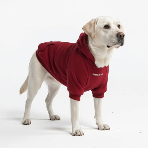 Image of Spark Paws Dog Hoodie - Premium Dog Sweater for Small, Medium, and Large Dogs | Warm Outfits for French Bulldogs, Pitbull, Puppy, Winter Jacket Alternative - Burgundy - 3XL