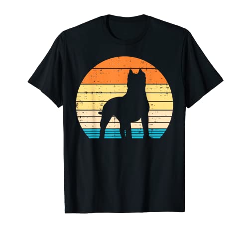 Pitbull Silhouette Sunset Retro Pitties Dog Lover Owner Gift T-Shirt