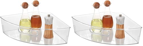 iDesign Recycled Plastic 1/4 Wedge Lazy Susan Turntable Organizer with Handle, Pantry, Bathroom, General Storage and More – 16.5