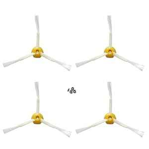 MIRTUX Zijborstels voor Roomba serie 500, 600, 700, 800, 900, 4 stuks, met reserveschroeven, compatibele accessoireset voor iRobot robotstofzuiger
