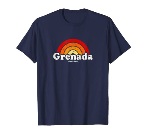 Granada Mississippi MS Vintage 70s Retro Rainbow Design Camiseta