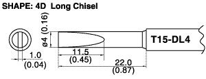 Soldering Tip, Chisel, 4.0mm x 22mm
