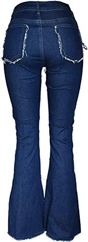 Women Patch Flare Jeans Bell Bottom Raw Hem Denim Ripped Trousers Slim Bootcut Jean Color Block Patchwork Pants Capris4