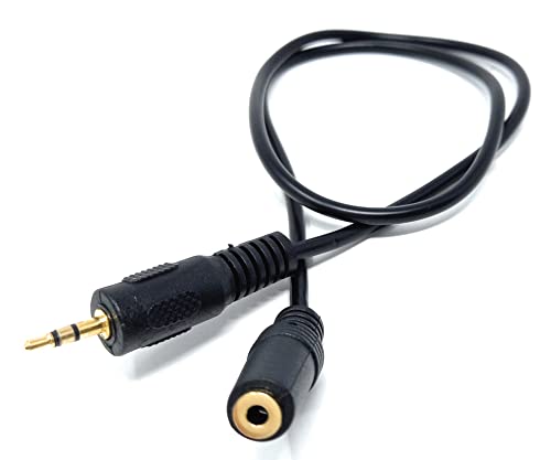 DRUT 50cm short Stereo 2.5mm Jack to 2.5mm Socket Extension Cable Male to Female Small PIN Gold Connectors 1.6ft