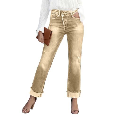 Jean pour femme taille haute design croisé l'élégance du denim boyfriend