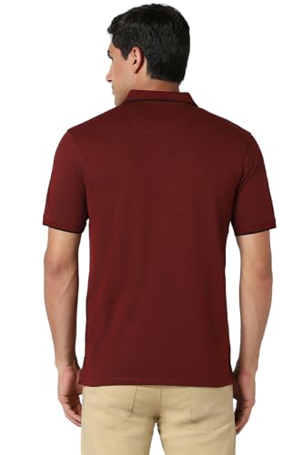 Image of Peter England Men's Premium Branded Regular Fit Half Sleeve Polo T-Shirt | Cotton Rich | Birds Eye Interlock Weave| No Pocket