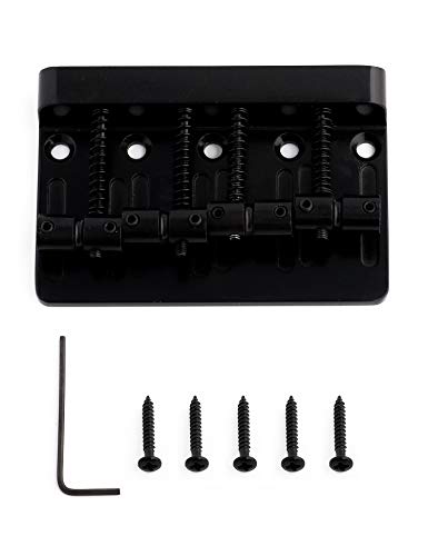Metallor 4 String Fixed Saddle Bass Bridge Tailpiece for Electric Bass Guitar Jazz Bass or Precision Bass. (Black)