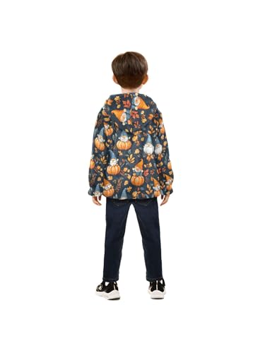 Gnomes and Pumpkins Girls Fleece Jacket Girls Fall Jacket Boys Coats Zip Up Hoodie Children Outerwear 2-10T4