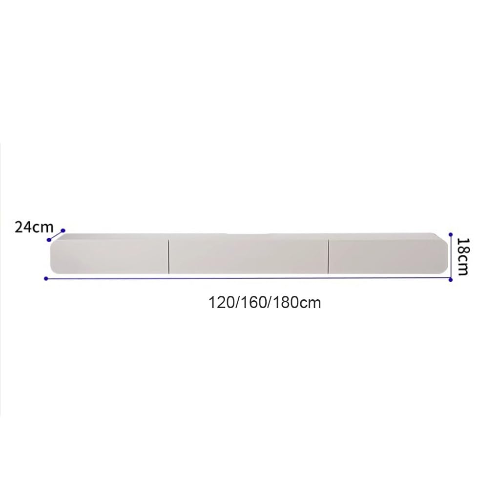 Mobile TV sospeso moderno bianco da parete, 120 cm, grande unità di archiviazione per soggiorno, panca TV con porta disponibile in 3 misure