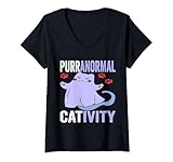 Photo Gallery donna purranormal catività carino gatto fantasma amante halloween bambini maglietta con collo a v Photo Gallery donna purranormal catività carino gatto fantasma amante halloween bambini maglietta con collo a v