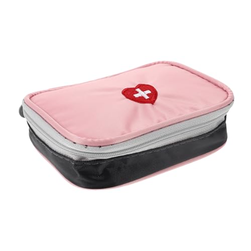 SHERCHPRY Portable First Aid Medicine Bag Small Polyester Storage Box for Emergency Supplies Travel Organizer Pink Durable Tear Resistant Design for Outdoor Activities and Family Use