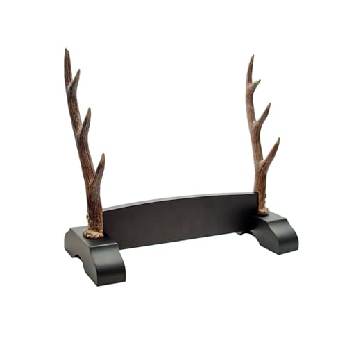 SZCO 3-Tier Antler Sword Stand â€“ Faux Antler & Wood Katana Stand and Sword Holder for Samurai, Ninja, or Lightsaber Display â€“ Rustic Display Rack for Shelf or Wall â€“ Holds 3 Swords or Wands â€“ Stands for Display
