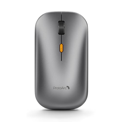 ProtoArc Bluetooth Wireless Mouse EM18 Portable Mouse for Laptop/PC/MacBook/iPad Quiet Clicks Multi-Device Bluetooth & 2.4GHz Connection Rechargeable Battery- Space Gray