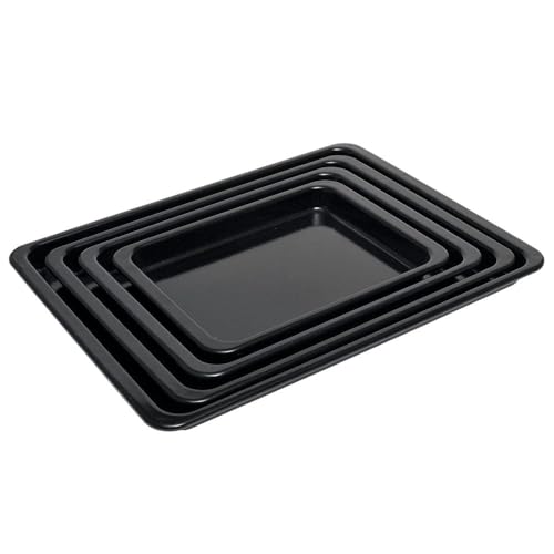 ProCook Enamel Baking Tray Collection - 4 Piece Set, 26x19.5x2.5cm to 41x31x2.5cm, Black Carbon Steel Non-Stick Oven Pans - Scratch-Resistant Bakeware