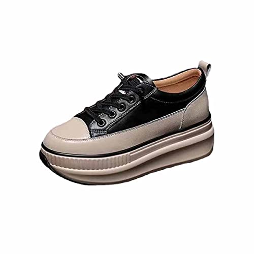 MSYINGL Women Hidden Wedgie Sneaker High Heels,Fashion Lace Up Leather Height Enhancers,Platform Sneaker