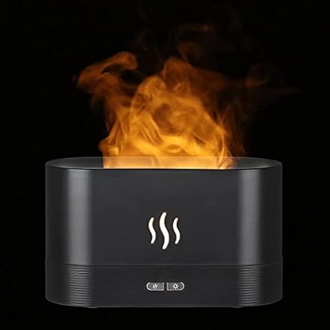 IWILCS Flame Diffuser, 180ML Flame Essential Oil Diffuser, Flame Aromatherapy Diffuser USB Ultrasonic Humidifier with Waterless Auto Shut-Off, for Yoga, Bedroom, Living Room, Office (Black) Cover