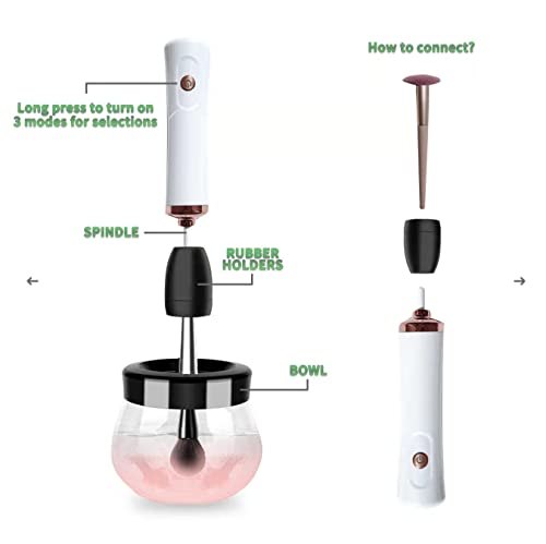 Ztbbra Makeup Brush Cleaner, Electric Makeup Brushes Cleaner, Fast Cleaning And Drying, 3 Modes, Usb Charging, Automatic Brush Cleaner Spinner Makeup Brush Tools #TOP3