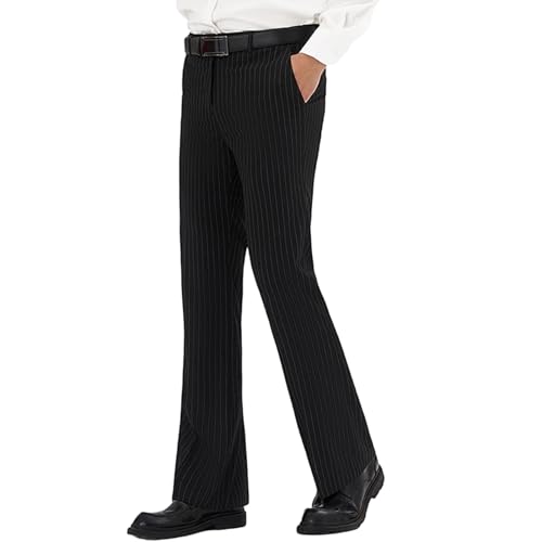 Mens Striped Boot Cut Dress Pants Flared Flares Style Tailored Trousers Bell Bottom Casual Vintage Wedding3