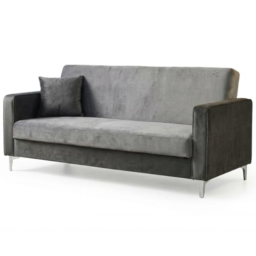 Image of FURNY Livingud 3 Seater Fabric Sofa Set (Light Grey-Dark Grey) in Premium Velvet Finish, Ideal for Living Room, Offices
