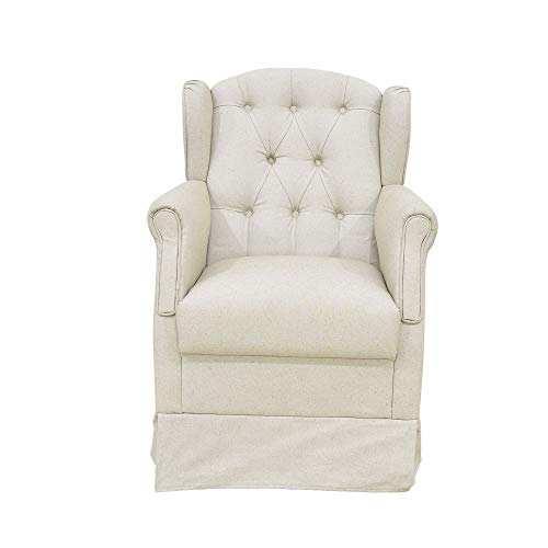 Poltrona de Amamentação com Balanço e Puff Lívia Linho Bege - Phoenix