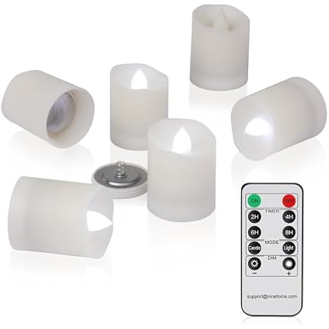 Flameless Candles Battery Operated Candles with Remote LED Votive Candles Tea Lights with Timer Flickering Candles Fake Tealight Unscented Outdoor White Flame Candles, 1.8" Set of 6 Candles Cover