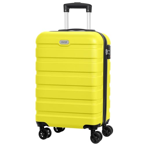 Image of AnyZip Hard Shell Suitcase Rolling Suitcase Travel Suitcase Lightweight PC + ABS Expandable Travel Suitcase Rolling Suitcase with TSA Lock and 4 Wheels, yellow, 20 inch Carry-On, Fashionable