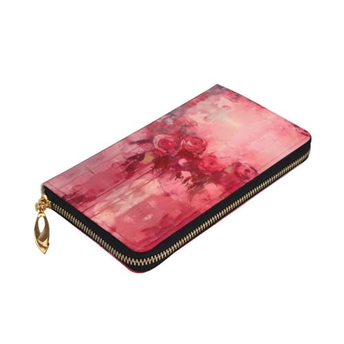 Stylish Abstract roses Printing Leather Wallet - Long Clutch for Women, RDurable Material, 12 Card Slots, Zipper Compartments3