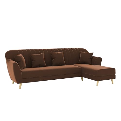Image of Atticus RHS 6 Seater L Shape Sofa Set for Living Room (Brown Fabric) Premium Fabric Sofa Set