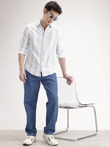 Image of WROGN Men's Cotton Jeans | Mid Rise | Loose Fit