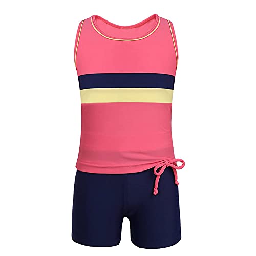 Kids Girls Two-Piece Swimsuits Sleeveless Swim Tops with Boyshorts Athletic Tankini Outfit Set Swimwear4