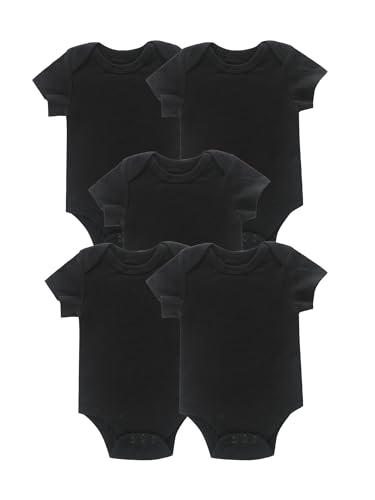 JYHOPE 5-Pack Newborn Infant Short Sleeve Pure Color Romper Bodysuit For Baby Girls And Boys Toddler Summer Clothes