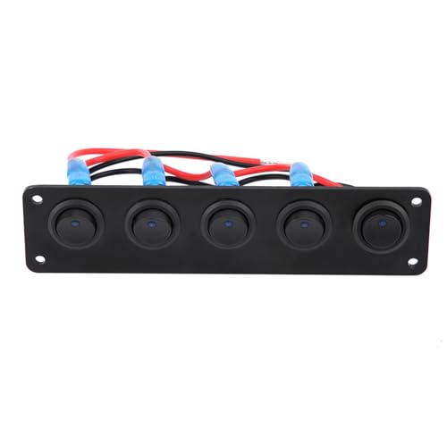 UPALDHOU Panel de Interruptor Basculante de 5 Bandas, Panel de Control de Palanca LED Azul para Vehículos de 12 V 24 V, con Montaje Vertical Horizontal, Compatible con RV Boat Car Marine