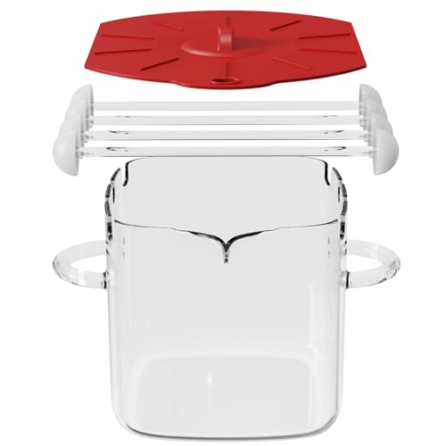 Glass Microwave Oven Bacon Cooker, Microwavable Bacon Grill with Silicone Cover,...